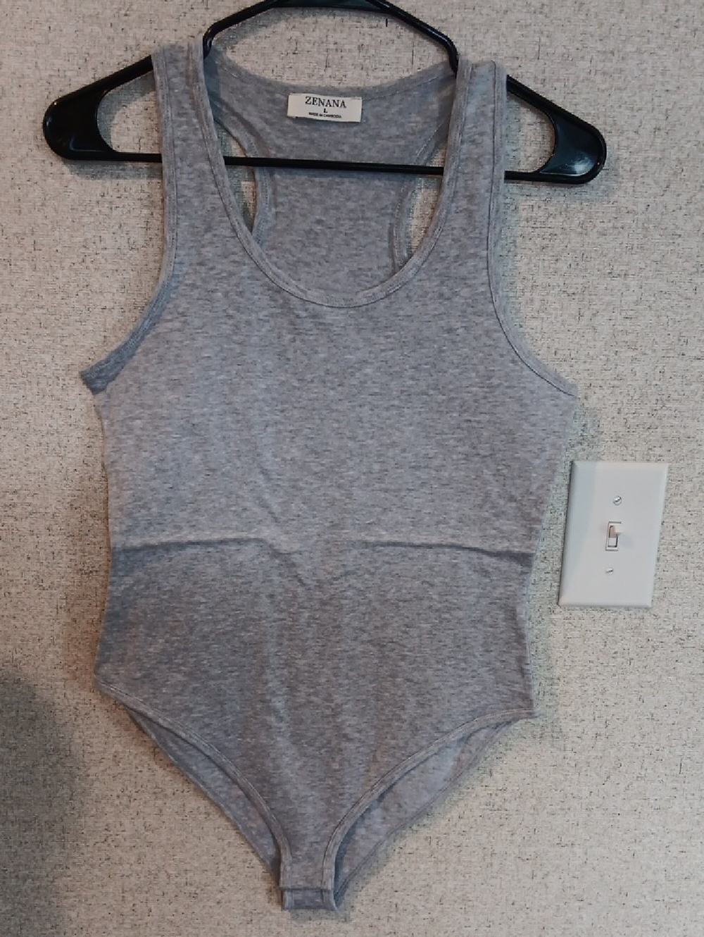 Zenana Outfitters Light Gray Ribbed Tank Bodysuit Size L